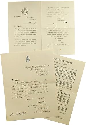 Two Signed Membership Documents Pertaining to the Acceptance of Monica Mary Cole, an English Geog...