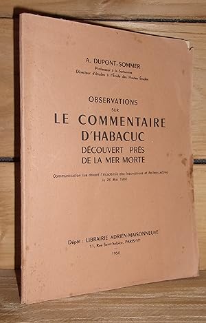 Seller image for Observations sur le commentaire d'Habacuc dcouvert prs de la Mer Morte for sale by Planet'book