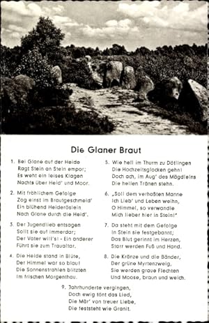 Bild des Verkufers fr Ansichtskarte / Postkarte Glane Wildeshausen in Oldenburg, Die Glaner Braut, Gedicht zum Verkauf von akpool GmbH