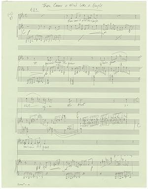 Immagine del venditore per There Came a Wind Like a Bugle. Song for voice and piano. Autograph musical manuscript dated Jan 13, 10, 12, 11, [19]87. Text by Emily Dickinson venduto da J & J LUBRANO MUSIC ANTIQUARIANS LLC