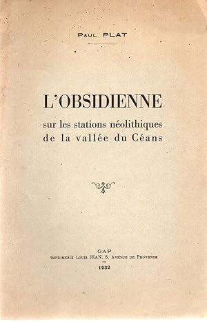 Bild des Verkufers fr L'Obsidienne sur les stations nolithiques de la Valle du Cans zum Verkauf von dansmongarage