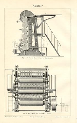Seller image for ROLL BENDING, FOLDING AND METAL FORMING MACHINERY, KALANDERM, Mechanical Print ,1894 Original Wood Engraving for sale by Artisans-lane Maps & Prints