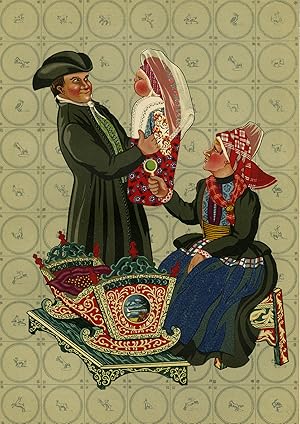 Antique Print-DUTCH COSTUME-HINDELOOPEN-FRIESLAND-BABY DRESS-Oakes-1932