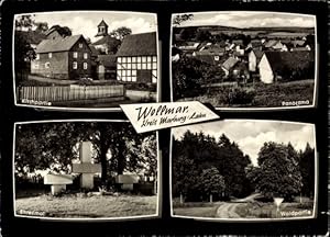 Seller image for Ansichtskarte / Postkarte Wollmar Mnchhausen am Christenberg, Panorama, Ehrenmal, Kirchpartie, Waldpartie for sale by akpool GmbH