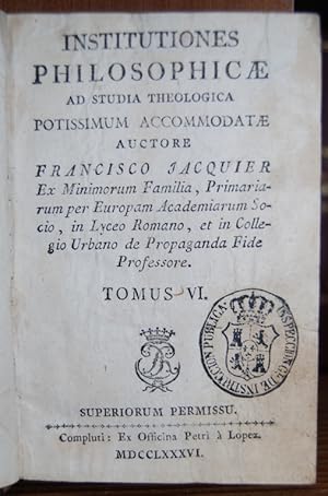 Seller image for INSTITUTIONES PHILOSOPHICAE AD STUDIA THEOLOGICA. Tomus VI for sale by Fbula Libros (Librera Jimnez-Bravo)