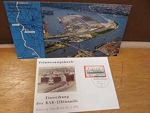 2 Sonderpostkarten mit Sonderstempel: Erinnerungskarte Einweihung BAB-Elbtunnel, Hamburg, 1974 + ...