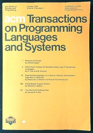 ACM Transactions on Programming Languages and Systems vol. 16 n. 1