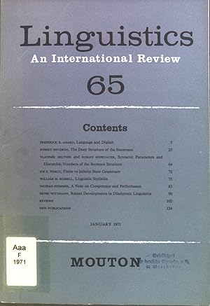 Imagen del vendedor de Finite vs. Infinite State Grammars. - in: Linguistics An International Review 65. a la venta por books4less (Versandantiquariat Petra Gros GmbH & Co. KG)