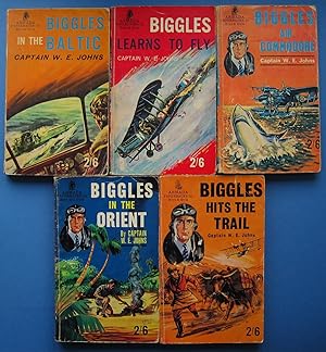 5 x Biggles First edition thus Armada paperbacks 1962-1963: In the Baltic; Learns to Fly; Air Com...