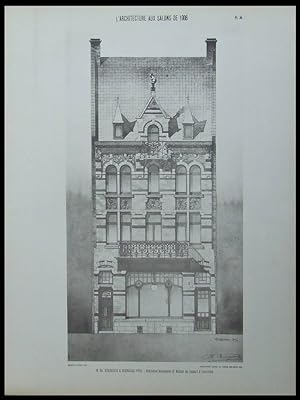 CHARLES BOURGEOIS, MAISON A TOURCOING - 1906 - GRANDE PLANCHE ARCHITECTURE