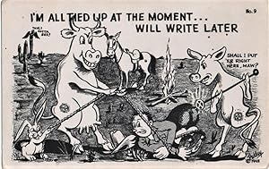 Seller image for Cows' Revenge postcard: I'm All Tied Up at the Moment for sale by Mobyville