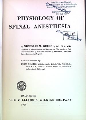 Seller image for Physiology of Spinal Anesthesia. for sale by books4less (Versandantiquariat Petra Gros GmbH & Co. KG)