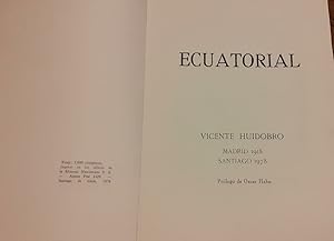 Imagen del vendedor de ECUATORIAL. Prlogo de Oscar Hahn a la venta por DEL SUBURBIO  LIBROS- VENTA PARTICULAR