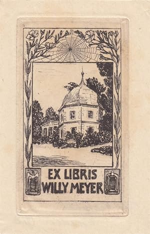 Imagen del vendedor de Ex Libris Willy Meyer. Rundbau, oben Spinnwebe. a la venta por Antiquariat  Braun