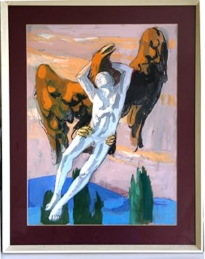 2 Original Art Works, of importance to LGBTQ+ art. Ganymede and Zeus. Gouache painting and prepar...