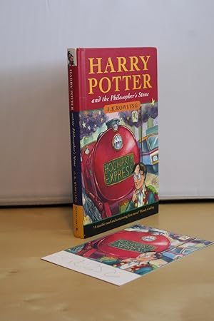 Seller image for Harry Potter and the Philosopher's Stone', true UK hardback first edition, second printing, published by Bloomsbury and signed postcard for sale by First and Fine
