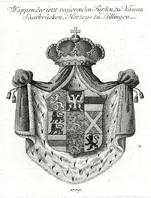 Immagine del venditore per Wappen des Nassau-Saarbrckischen Frsten (Ludwig von Nassau-Saarbrcken, 1745 - 1794). venduto da Antiquariat Martin Barbian & Grund GbR