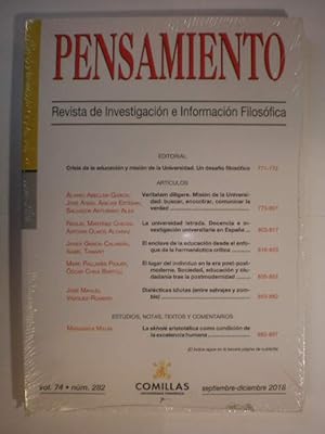 Imagen del vendedor de Pensamiento. Revista de Investigacin e Informacin Filosfica Vol. 74 - Num. 282 a la venta por Librera Antonio Azorn