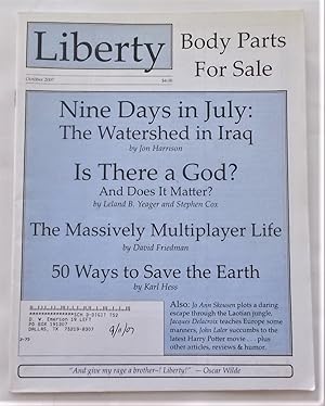 Bild des Verkufers fr Liberty Vol. 21 No. 10 (October 2007) (Libertarian Magazine) zum Verkauf von Bloomsbury Books