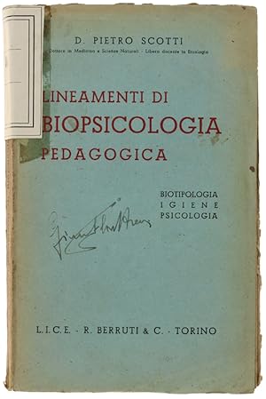 Imagen del vendedor de LINEAMENTI DI BIOPSICOLOGIA PEDAGOGICA. Biotipologia, igiene, psicologia.: a la venta por Bergoglio Libri d'Epoca