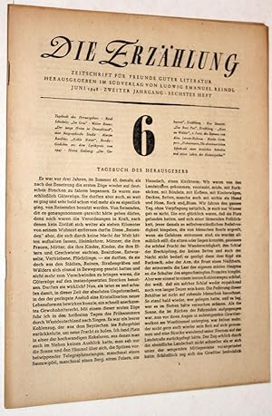 Die Erzählung. Zeitschrift für Freunde guter Literatur. Juni 1948 - Zweiter Jahrgang - Sechstes H...