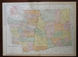 Washington Seattle Spokane Olympia Tacoma 1908 Rand McNally huge detailed map