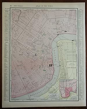 New Orleans city plan 1895 Louisiana nice antique city map Rand McNally