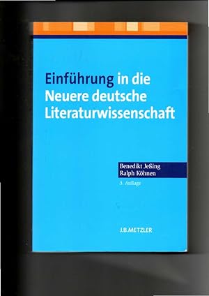 Seller image for Benedikt Jeing, Ralph Khnen, Einfhrung in die neuere deutsche Literaturwissenschaft for sale by sonntago DE