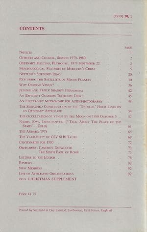 Journal of the British Astronomical Association, Vol.90 No.1, December 1979
