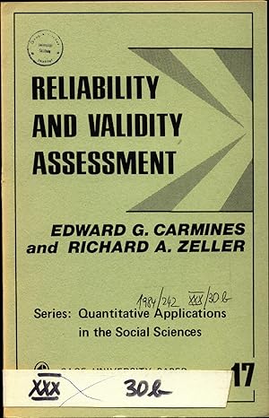 Bild des Verkufers fr Reliability and Validity Assessment zum Verkauf von avelibro OHG