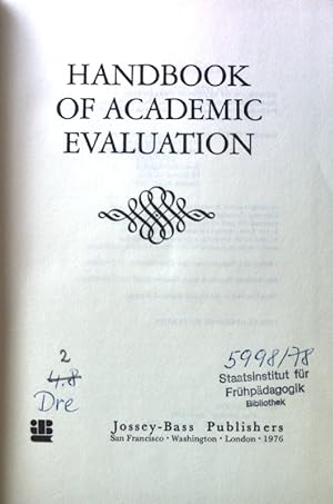 Bild des Verkufers fr Handbook of Academic Evaluation; zum Verkauf von books4less (Versandantiquariat Petra Gros GmbH & Co. KG)