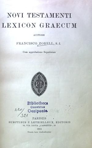 Imagen del vendedor de Novi Testamenti Lexicon Graecum; Cursus Scripturae Sacrae; Pars Prior Libri Introductorii, 7; a la venta por books4less (Versandantiquariat Petra Gros GmbH & Co. KG)