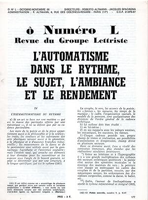 Ô. REVUE DU GROUPE LETTRISTE. Numéro L. octobre/novembre 66