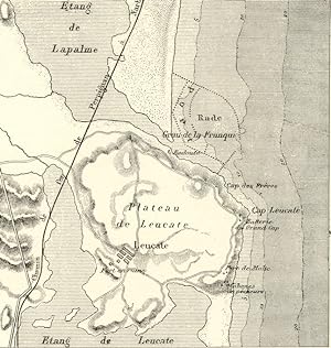 LEUCATE AND THE ROADSTEAD OF FRANQUI,France,1800s Antique Map