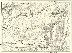 THE FOREST OF CHAUX,Saone Basin,France,1800s Antique Map