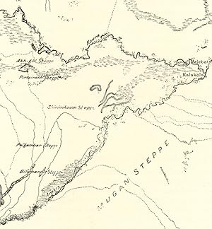 THE KURA AND ARAXIS CONFLUENCE,Asiatic Russian 1800s Antique Map