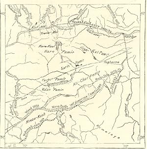 ROUTES OF EXPLORERS IN THE EASTERN PAMIR,Asiatic Russian 1800s Antique Map