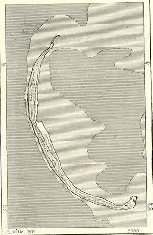 KULALI ISLAND,EAST COAST OF THE CASPIAN,Asiatic Russian 1800s Antique Map