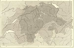 THE LANGUAGES OF SWITZERLAND,Antique Linguistic Map