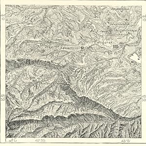 PATIGORSK,THE REGION OF THERMAL WATERS ,Asiatic Russian 1800s Antique Map