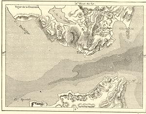 STRAIT OF GIBRALTAR,Mediterranean,Hydrology,1800s Antique Map