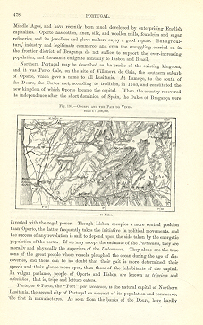 OPORTO AND THE PAIZ DO VINHO,Portugal,1800s Antique Map