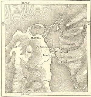 CHANNEL OF SANTA MAURA,AEGEAN SEA ISLANDS,1800s Antique Map