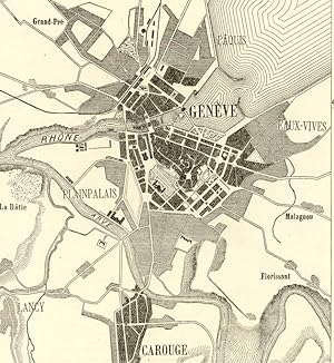 GENEVA,Switzerland,1800s Antique Map,City Plan