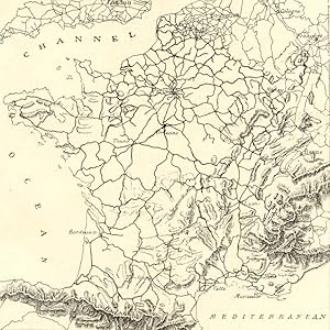 THE RAILWAYS OF FRANCE,1800s Antique Map