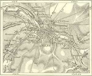 AMIENS,Somme,Northern France,1800s Antique Map