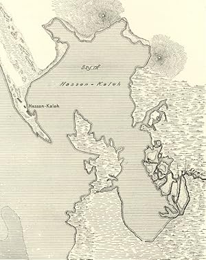 HASSAN-KALEH BAY,Asiatic Russian 1800s Antique Map