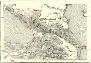 CAUCASUS HOT SPRINGS AND NAPHTHA REGIONS,Asiatic Russian 1800s Antique Map