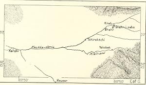 SHEHR-I-SEBS AND KARSHI ,Asiatic Russian 1800s Antique Map