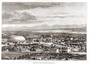 VIEW OF SALT LAKE CITY,UTAH,1893 Historical Print